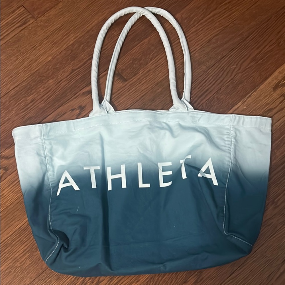Athleta Teal and White Ombre Tote
